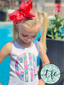 {Floral Spring Monogram} youth sublimation tee