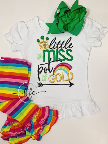 {Little Miss Pot of Gold} embroidery tee