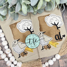 Load image into Gallery viewer, {Alabama State Bird + Cotton Boll} applique tea towel