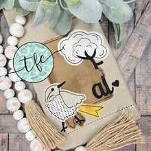 Load image into Gallery viewer, {Alabama State Bird + Cotton Boll} applique tea towel