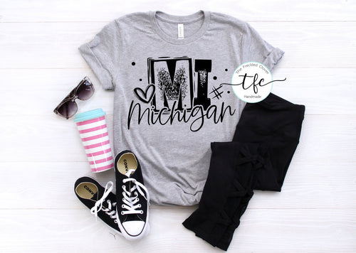 {Michigan Block Letters} screen print tee