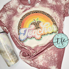 Load image into Gallery viewer, {Leopard+Rainbow Teacher} distressed tee