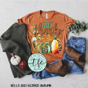 {Give Thanks} leopard pumpkin + cotton screen print tee