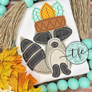 {Thanksgiving Raccoon} applique tee