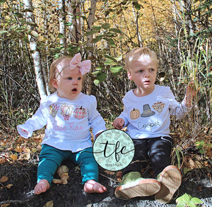 {Girl's Thanksgiving Trio}  applique tee