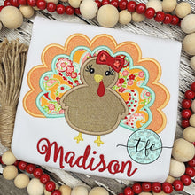 Load image into Gallery viewer, {Fancy Feathers} turkey applique tee