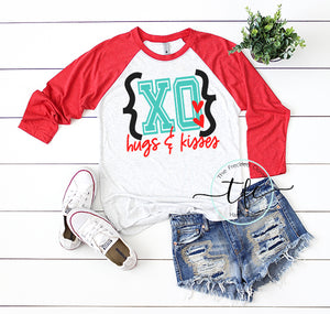 {Hugs & Kisses} Adult Raglan