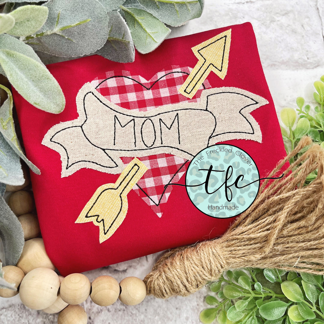 {Mom Heart Tattoo} applique design