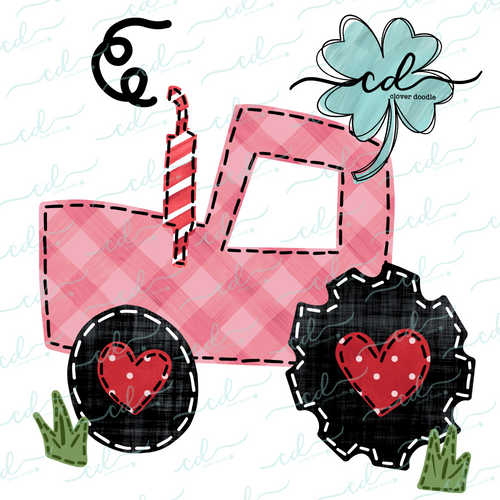 {Girl's Valentine Tractor}  SUBLIMATION Tee