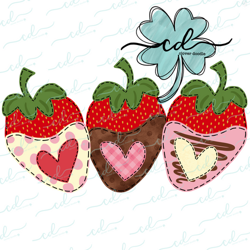 {Whimsy Valentine Chocolate Covered Strawberry Trio} SUBLIMATION Tee